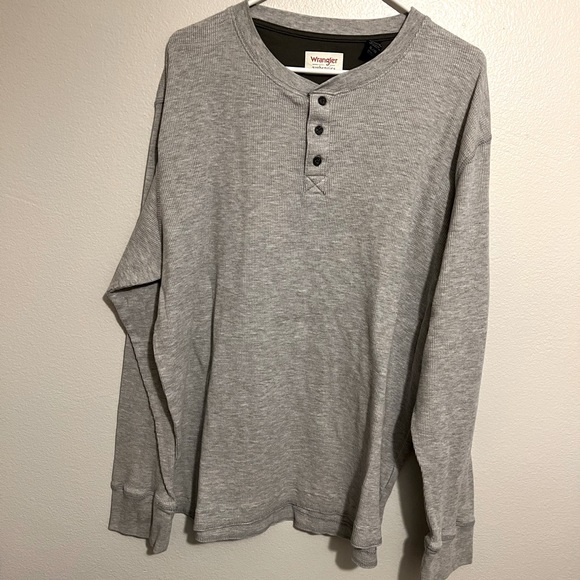 Men’s Wrangler Authentics 3 Button waffle knit long sleeve Henley - Picture 1 of 6